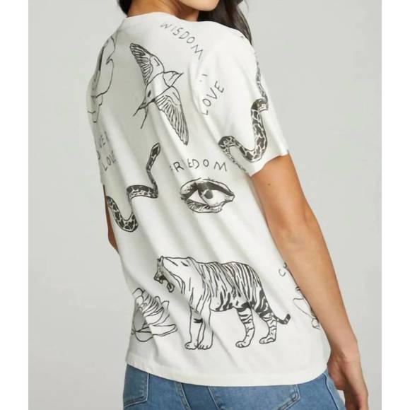 NEW CHASER cherish forever crew tee in crema - Picture 2 of 3